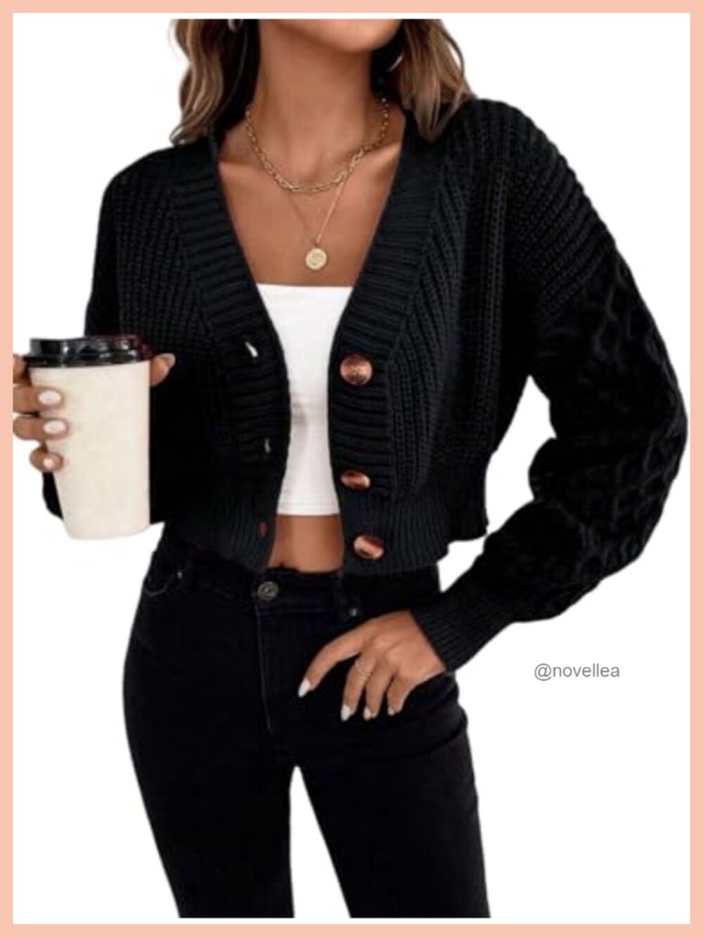 Cable Knit Button Down Drop Shoulder Chunky Cardigan Sweater